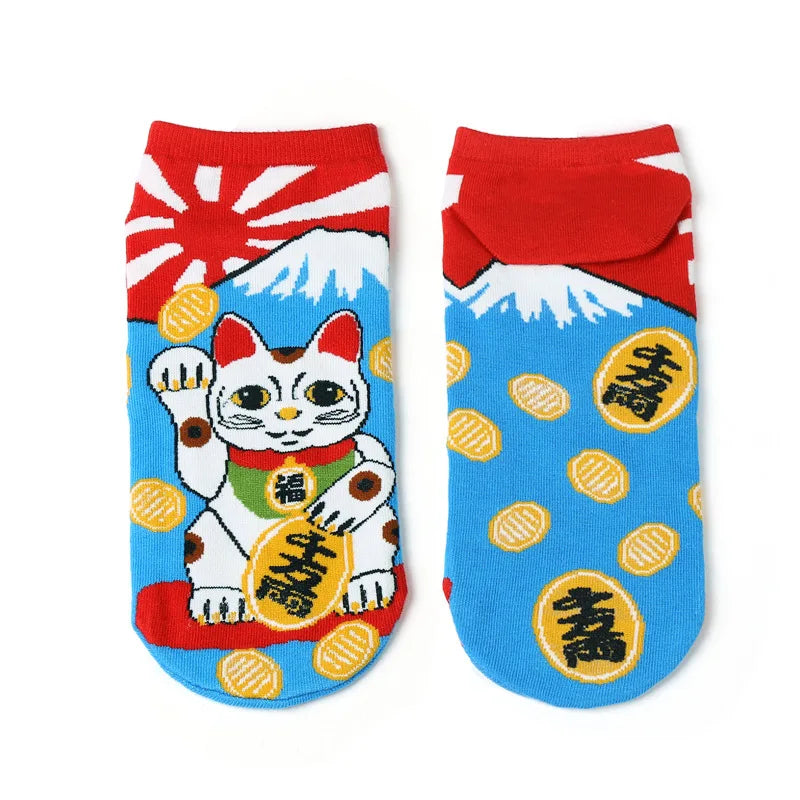 Calcetines Dedos Separado Mujer Toe Socks Japan Kawaii Medias Cortas Mujer  Short Stockings Woman Cotton Sports Cartoon Cat  - AliExpress