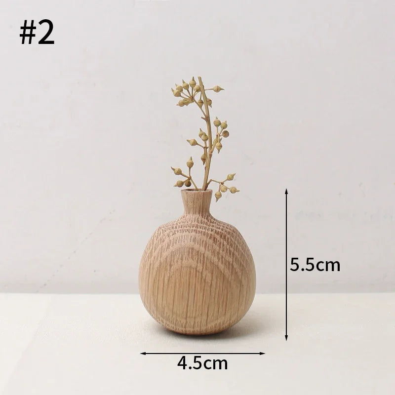 Japanese Wooden Vase for Flower Home Decor Decorative Flowers Vase Living Room Decoration Office Desktop Flowers Bottle Ornament