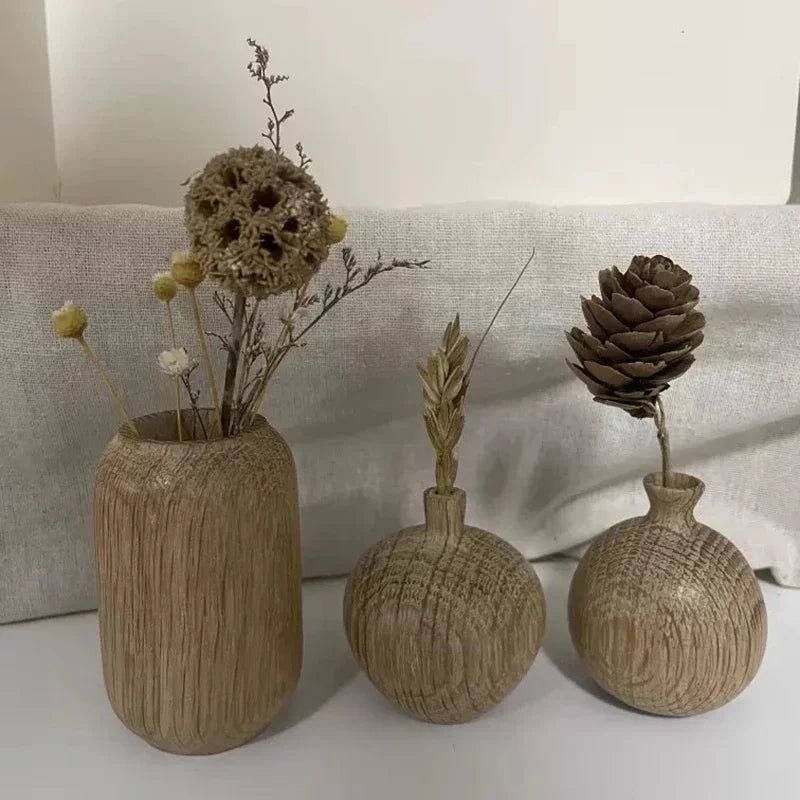 Japanese Wooden Vase for Flower Home Decor Decorative Flowers Vase Living Room Decoration Office Desktop Flowers Bottle Ornament