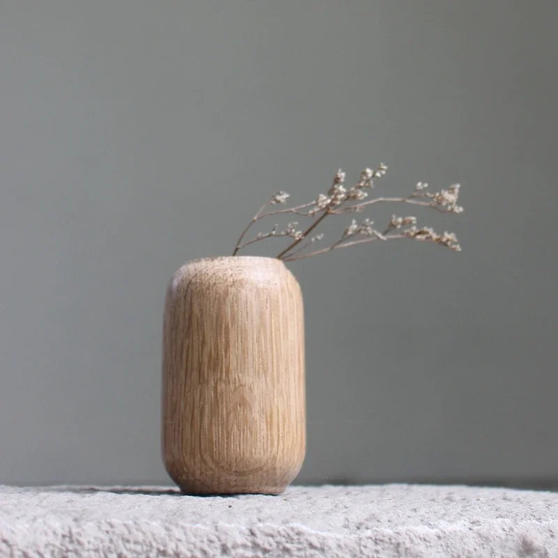 Japanese Wooden Vase for Flower Home Decor Decorative Flowers Vase Living Room Decoration Office Desktop Flowers Bottle Ornament