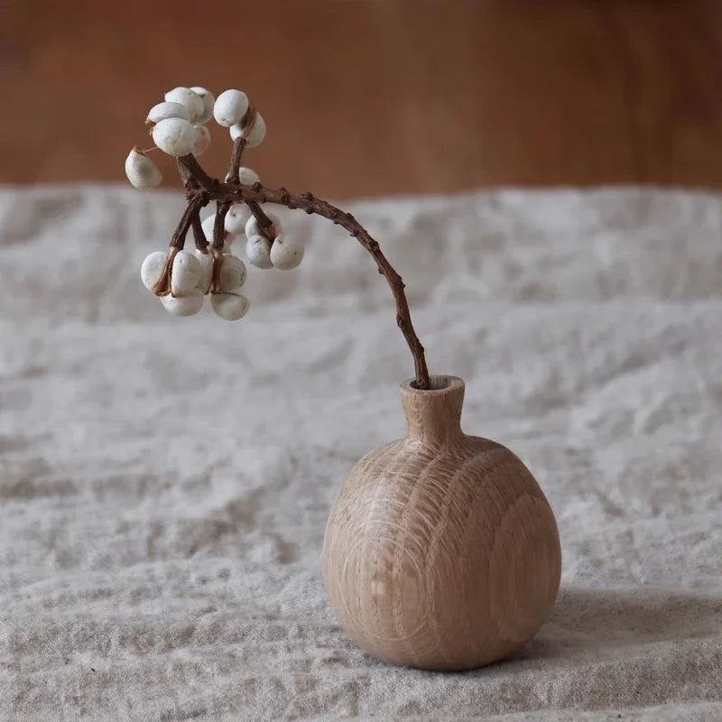 Japanese Wooden Vase for Flower Home Decor Decorative Flowers Vase Living Room Decoration Office Desktop Flowers Bottle Ornament