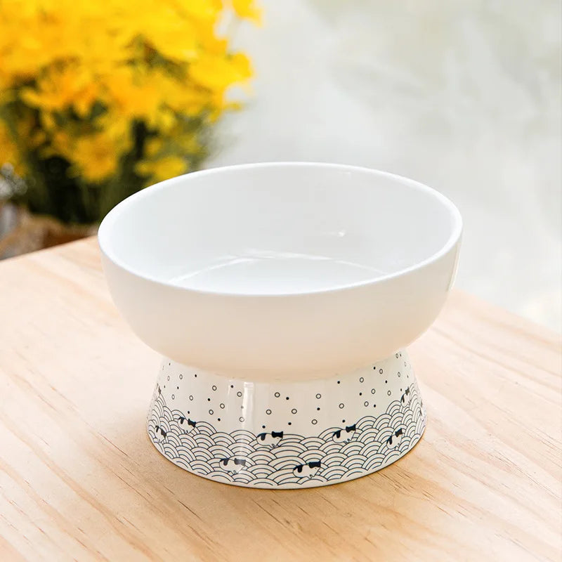 OUZEY-Non-Slip Ceramic Cat and Dog Food Bowl, Cute Design, Pet Supplies, Single Dog Cat Feeder, Japanese Style Pet Drinker