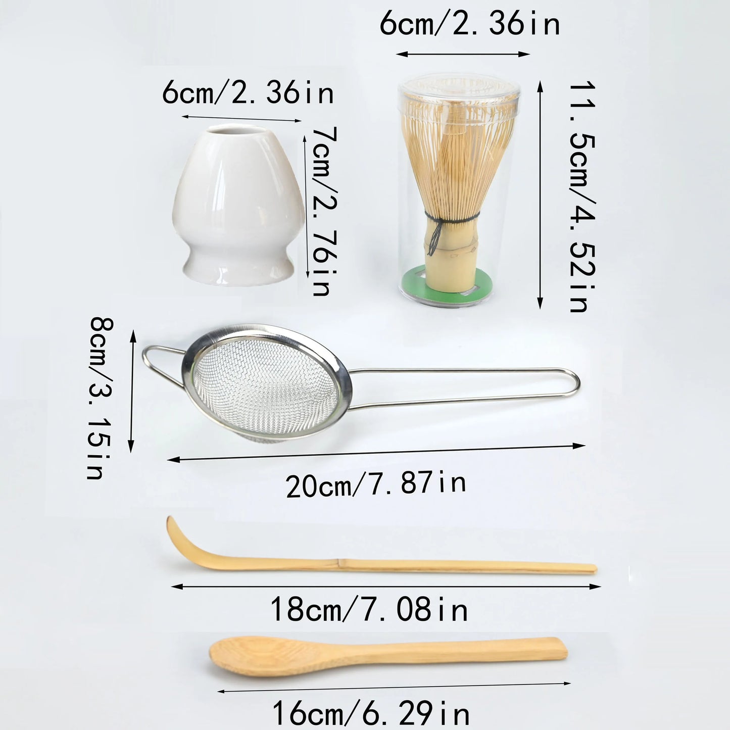 5pcs Matcha Whisk Set - Bamboo Whisk, Tea Strainer, Scoop, Spoon, Sifter, Whisk Holder, Perfect Matcha Starter Kit for Matcha