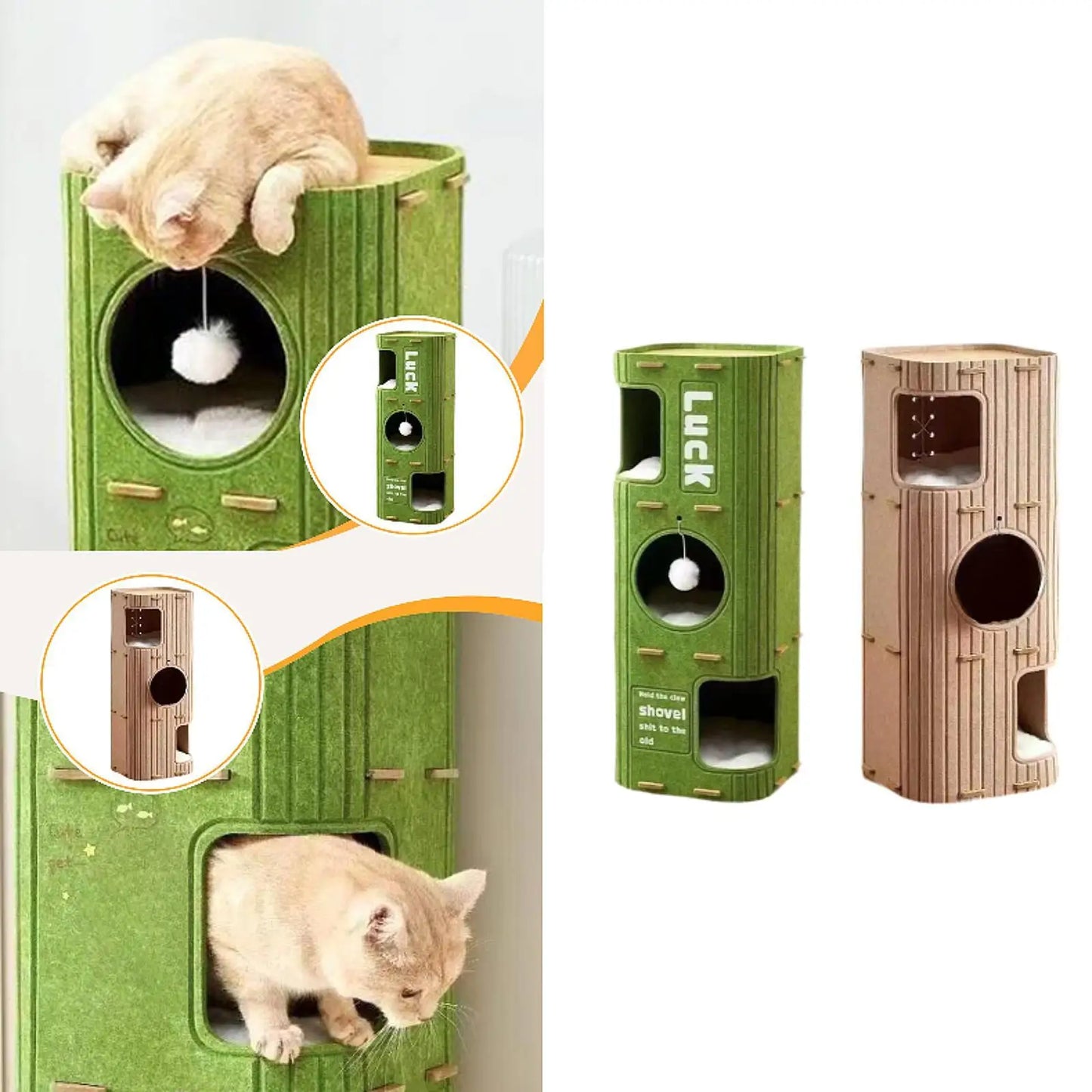 Felt Cat House Felt Sleeping Place Portable Play Hideout Cat Climbing Tree Tower Three layers Cat Cave Felt Cat Scratcher Posts
