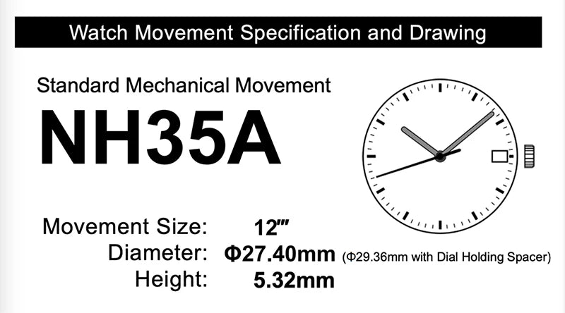 Japan TMI NH35 Movement High Accuracy Mechanical Automatic Watch Wrist Day Date Set Mechanical Wristwatches Watch Wrist For Men
