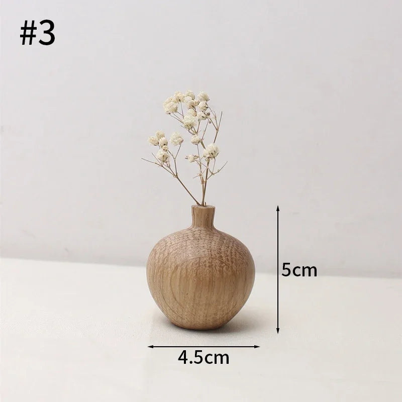 Japanese Wooden Vase for Flower Home Decor Decorative Flowers Vase Living Room Decoration Office Desktop Flowers Bottle Ornament