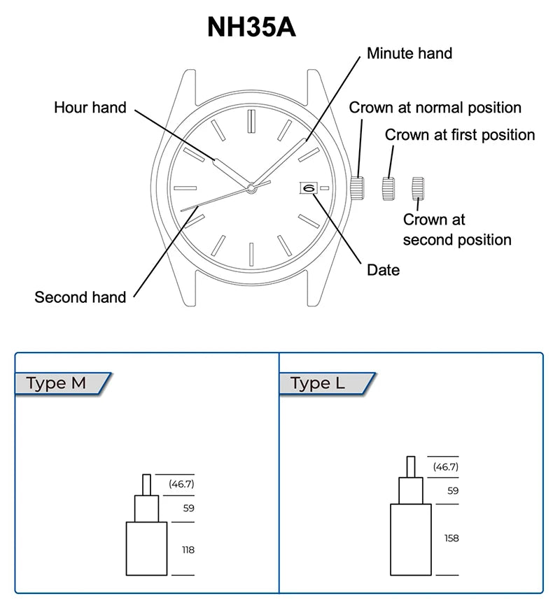 Japan TMI NH35 Movement High Accuracy Mechanical Automatic Watch Wrist Day Date Set Mechanical Wristwatches Watch Wrist For Men