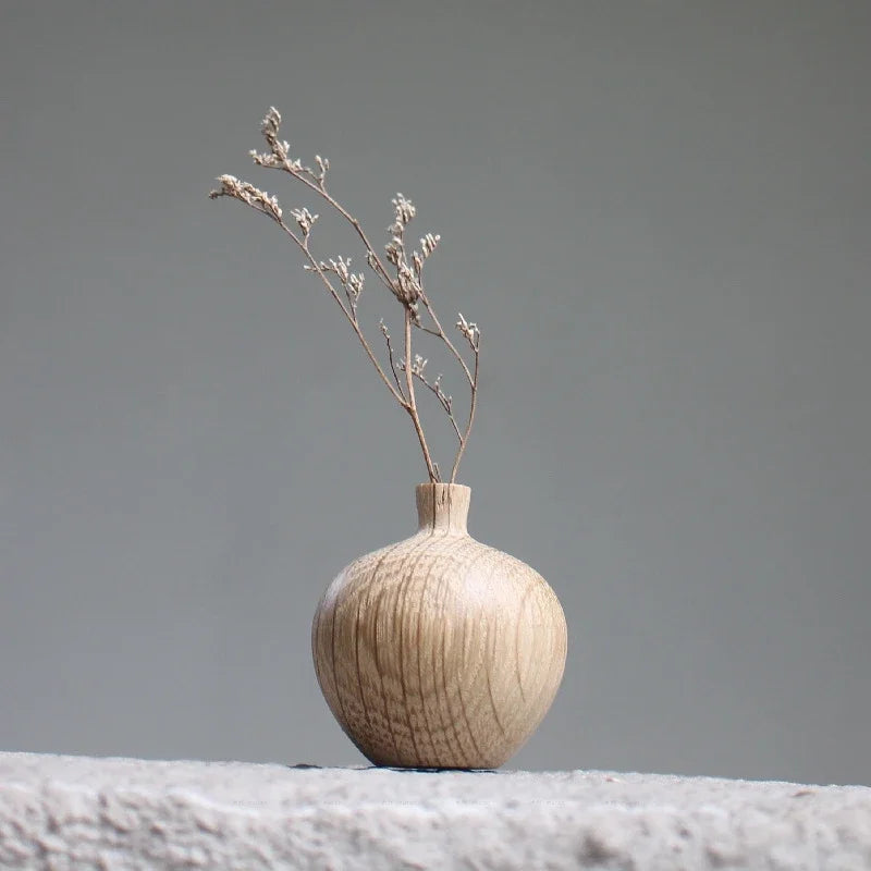 Japanese Wooden Vase for Flower Home Decor Decorative Flowers Vase Living Room Decoration Office Desktop Flowers Bottle Ornament