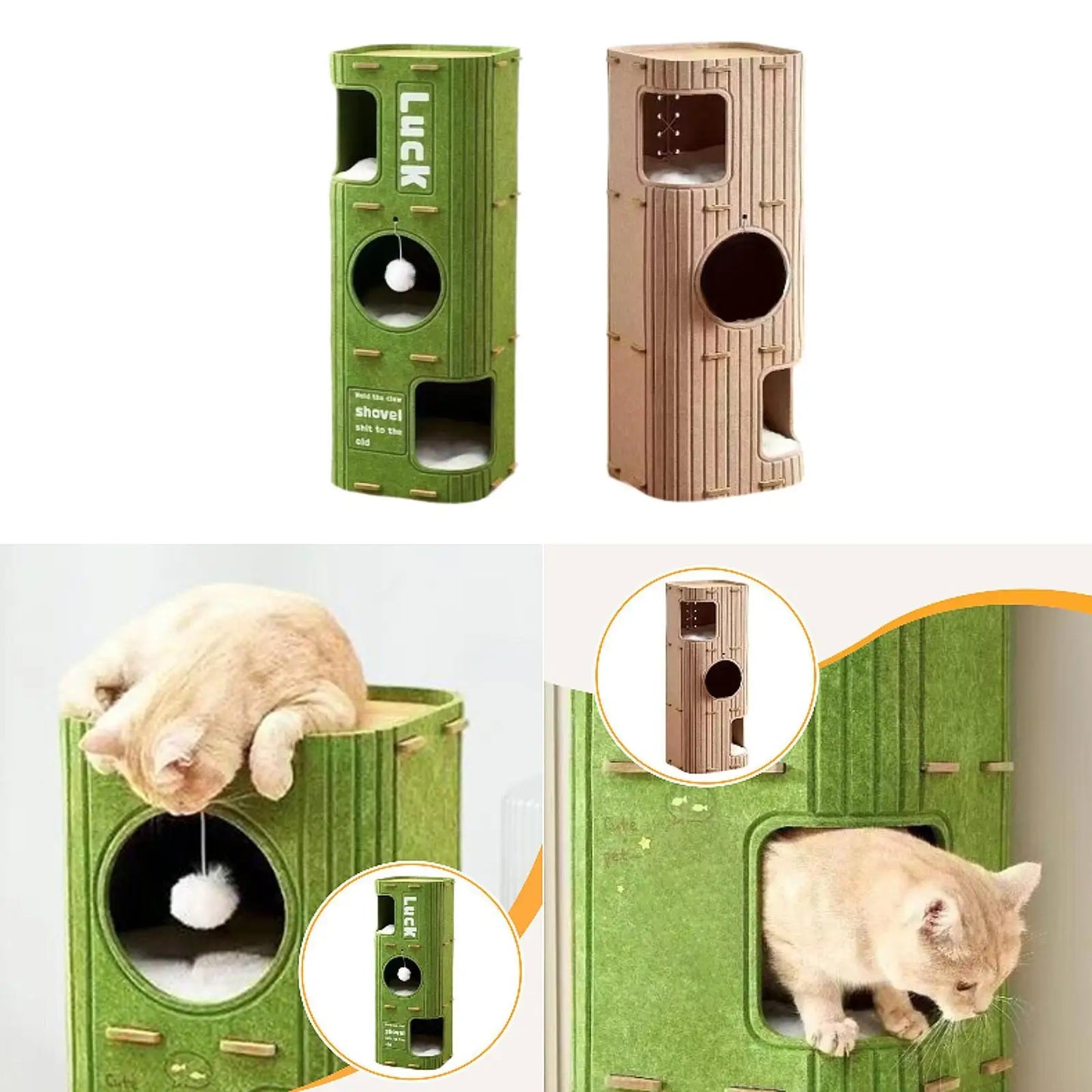 Felt Cat House Felt Sleeping Place Portable Play Hideout Cat Climbing Tree Tower Three layers Cat Cave Felt Cat Scratcher Posts