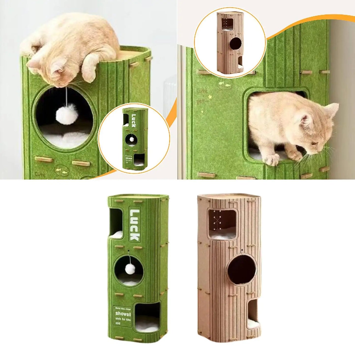 Felt Cat House Felt Sleeping Place Portable Play Hideout Cat Climbing Tree Tower Three layers Cat Cave Felt Cat Scratcher Posts