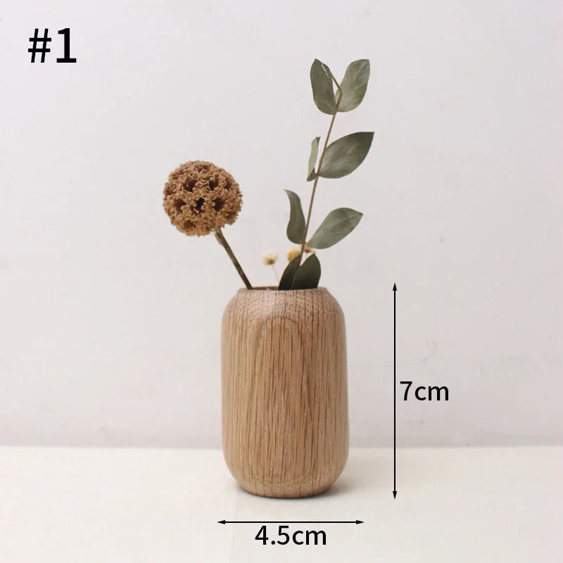 Japanese Wooden Vase for Flower Home Decor Decorative Flowers Vase Living Room Decoration Office Desktop Flowers Bottle Ornament