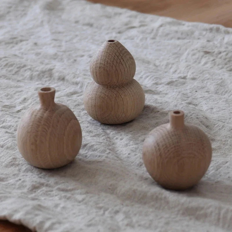 Japanese Wooden Vase for Flower Home Decor Decorative Flowers Vase Living Room Decoration Office Desktop Flowers Bottle Ornament
