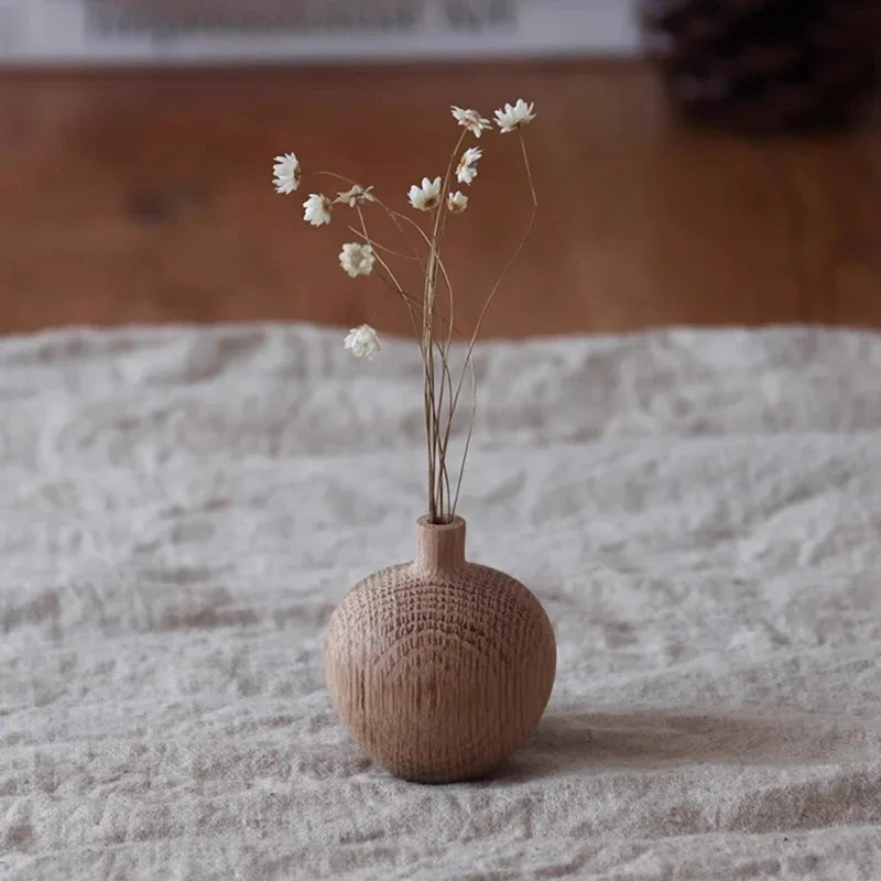 Japanese Wooden Vase for Flower Home Decor Decorative Flowers Vase Living Room Decoration Office Desktop Flowers Bottle Ornament