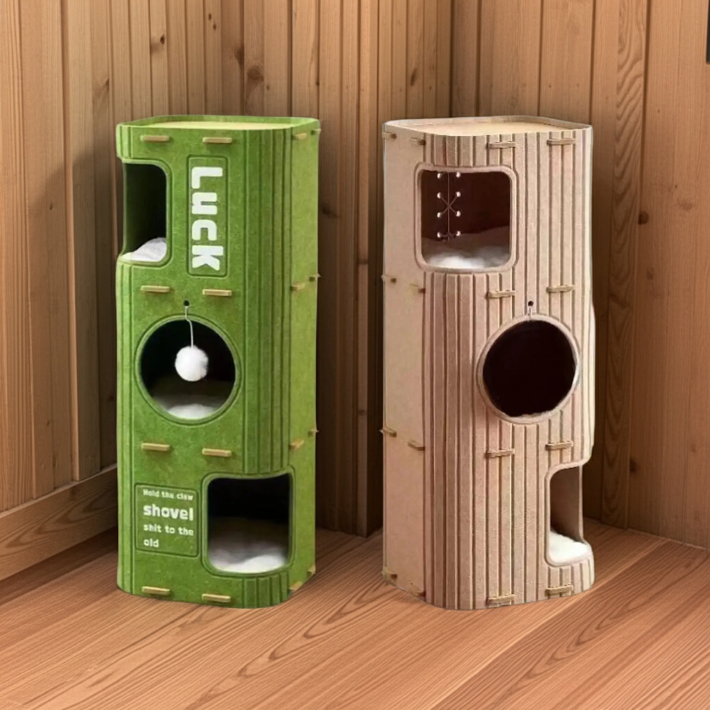 Felt Cat House Felt Sleeping Place Portable Play Hideout Cat Climbing Tree Tower Three layers Cat Cave Felt Cat Scratcher Posts