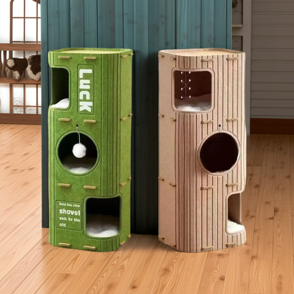 Felt Cat House Felt Sleeping Place Portable Play Hideout Cat Climbing Tree Tower Three layers Cat Cave Felt Cat Scratcher Posts